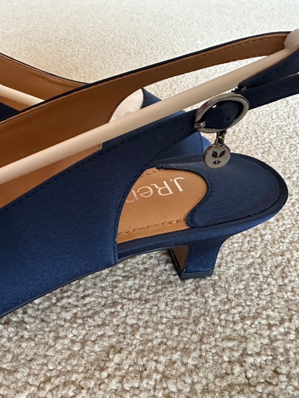 NIB J. Renee Jenvey Sandal 8WW Navy Satin - Picture 5 of 7